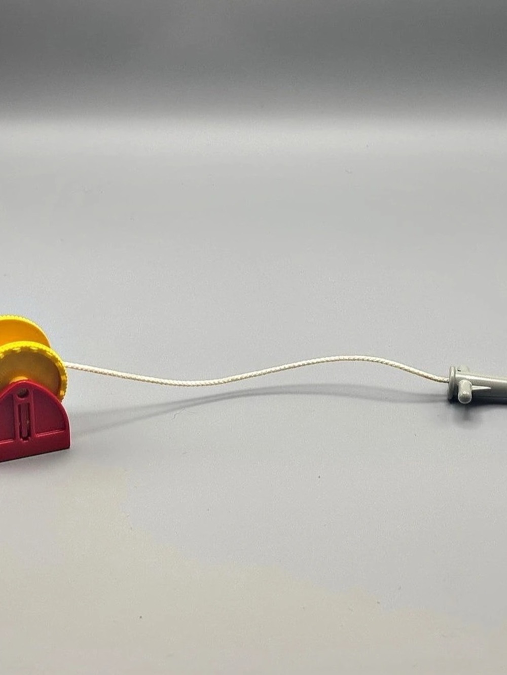 Vintage Lego Duplo Winch Mount String Reel with Nozzle Yellow and Red